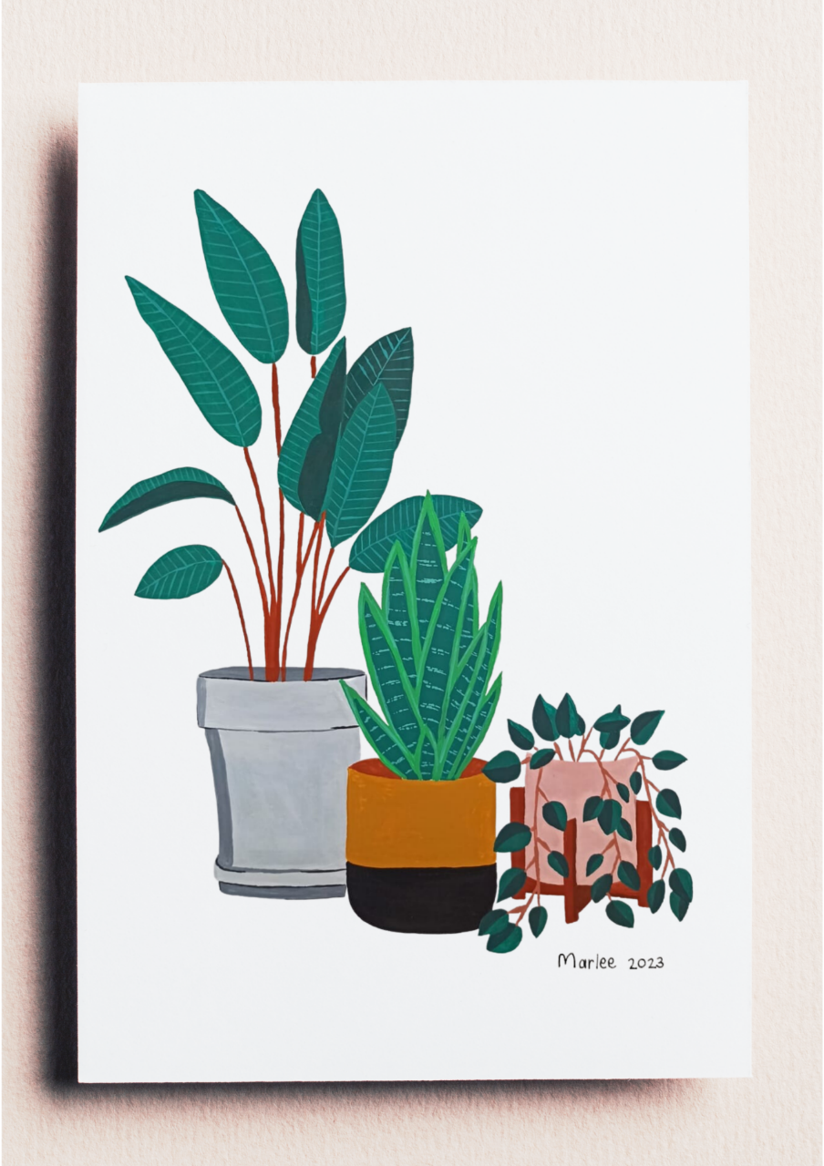 Picture of Houseplants A4 - Gouache Painting