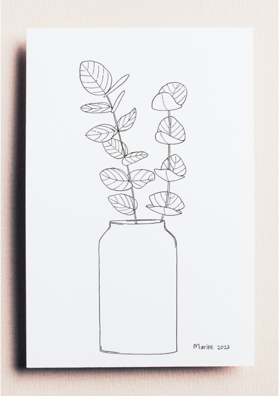 Picture of Eucalyptus Leaves A4 - Fineliner Drawing