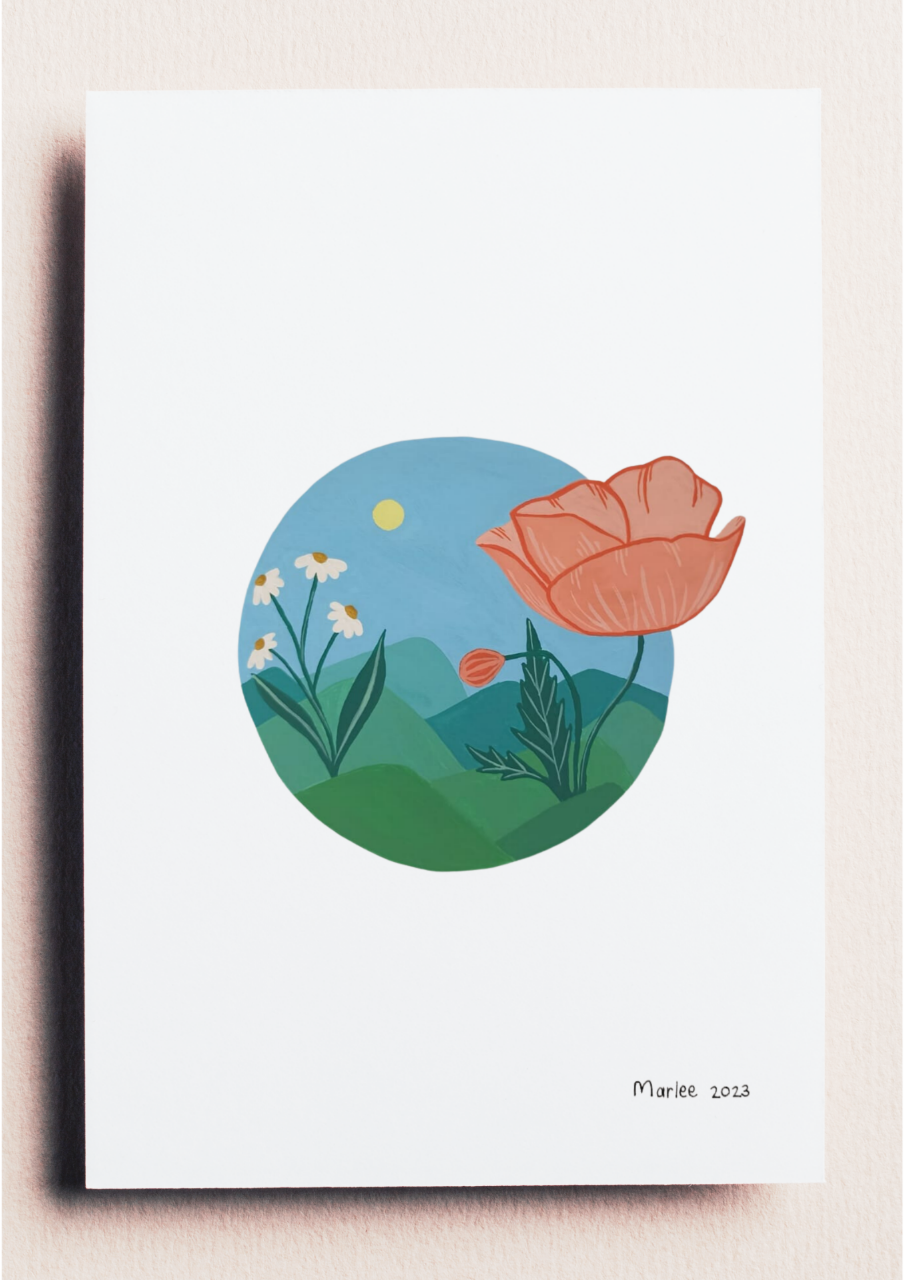 Picture of Flowers in View A4 - Gouache Painting