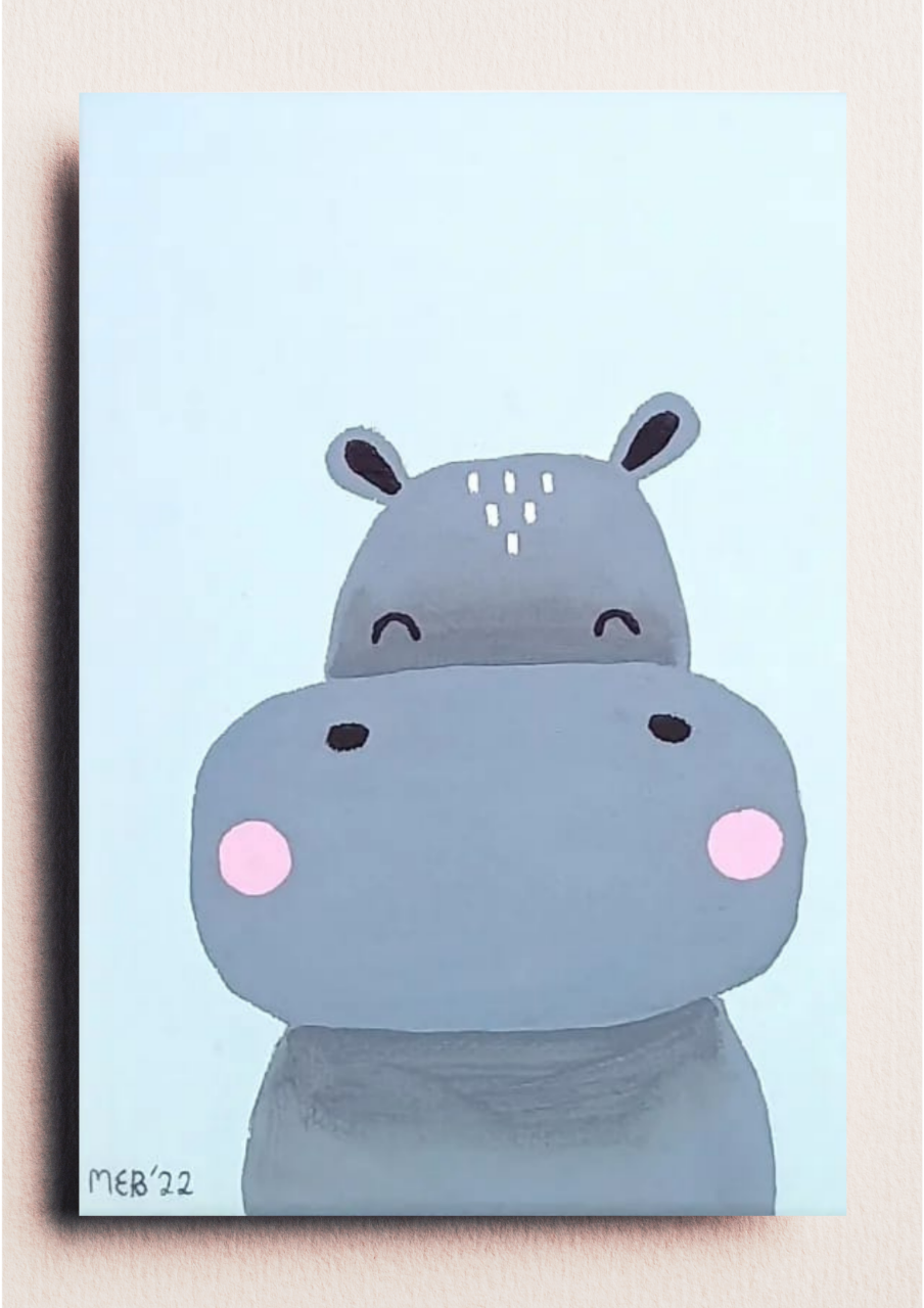 Picture of Hippo A5 - Kids Room - Acrylic on Canvas