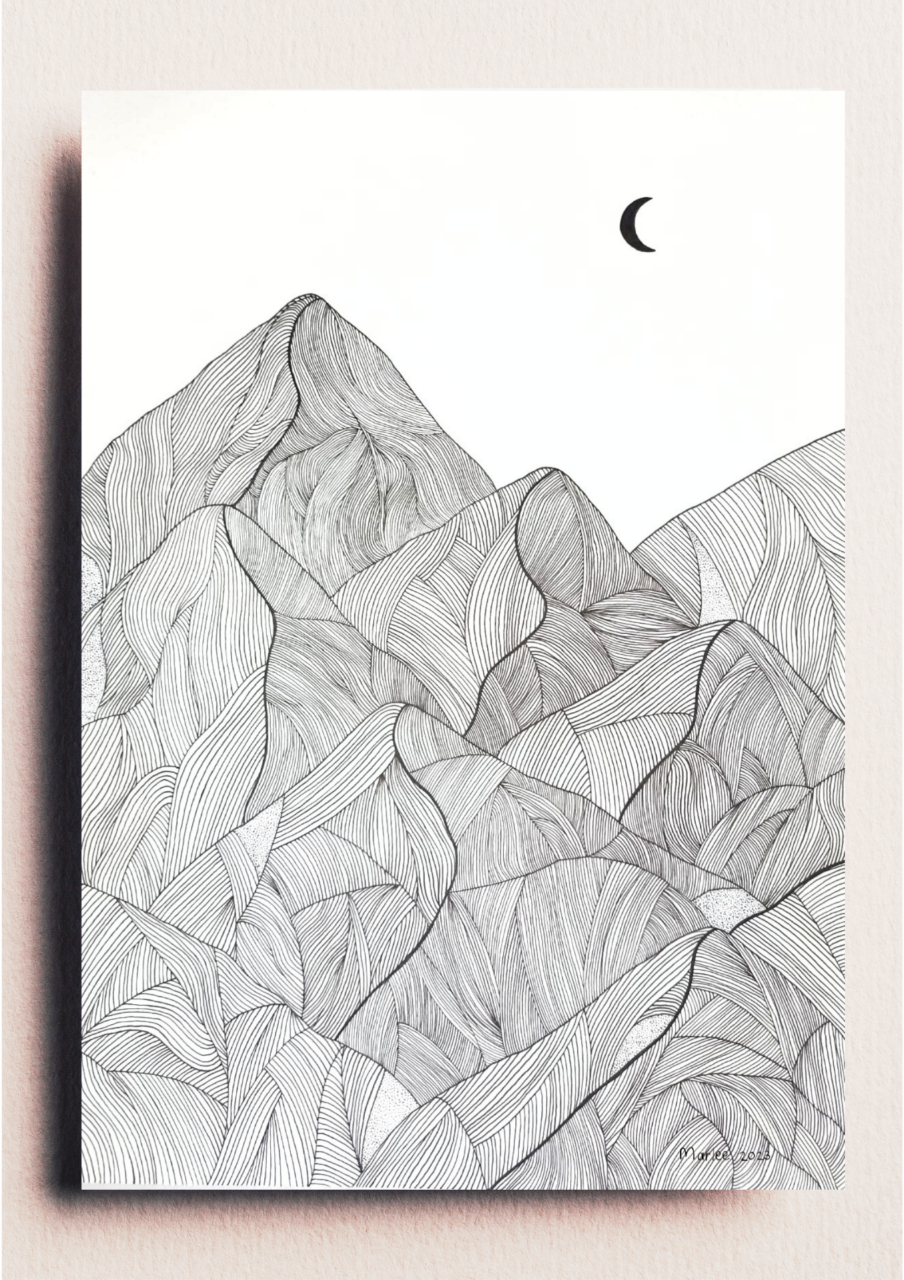 Picture of Beyond the Mountains A3 - Fineliner Drawing